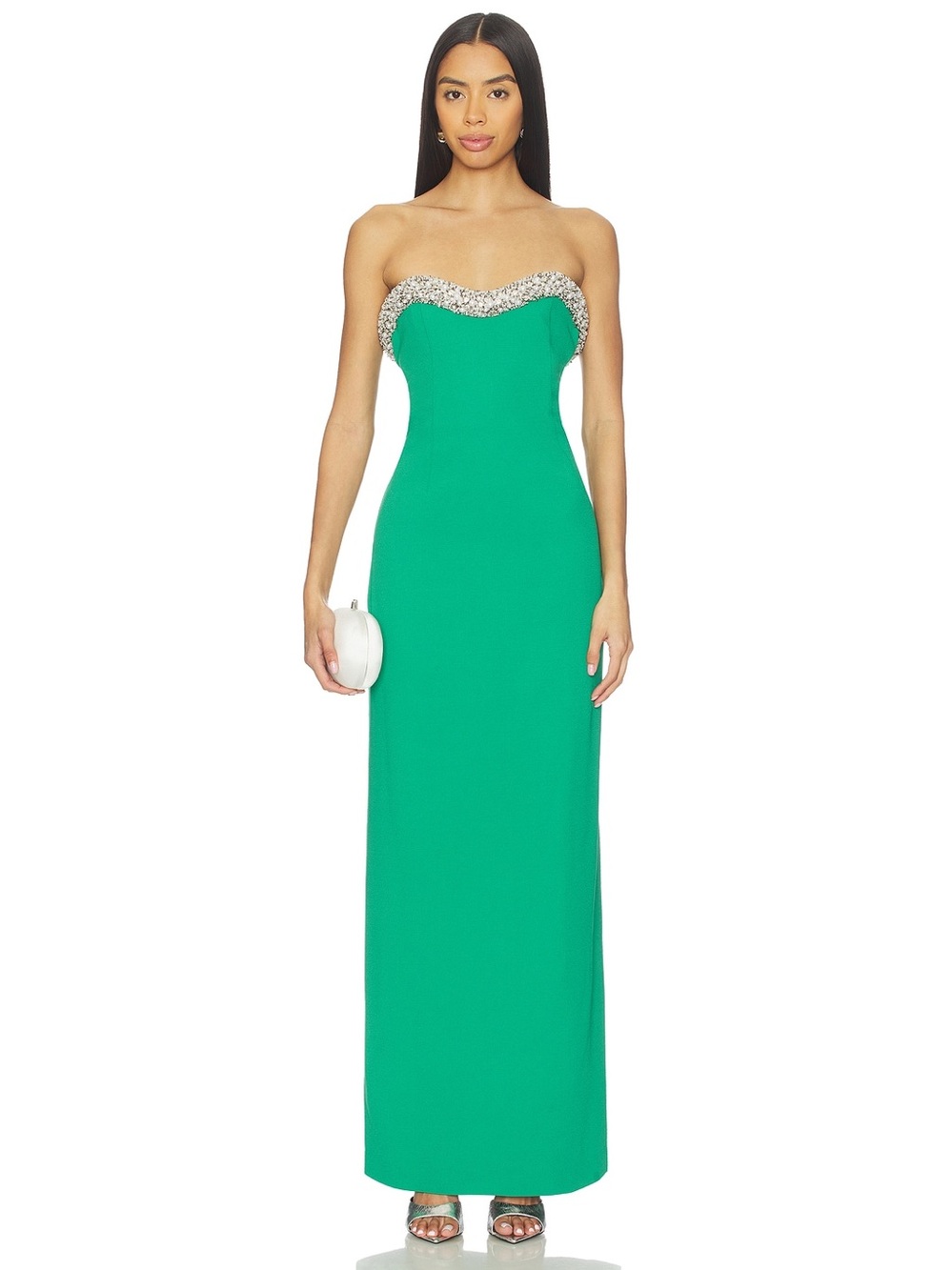 SIMKHAI Riona Crystal Bustier Gown Kelly Green REVOLVE $995 NWT